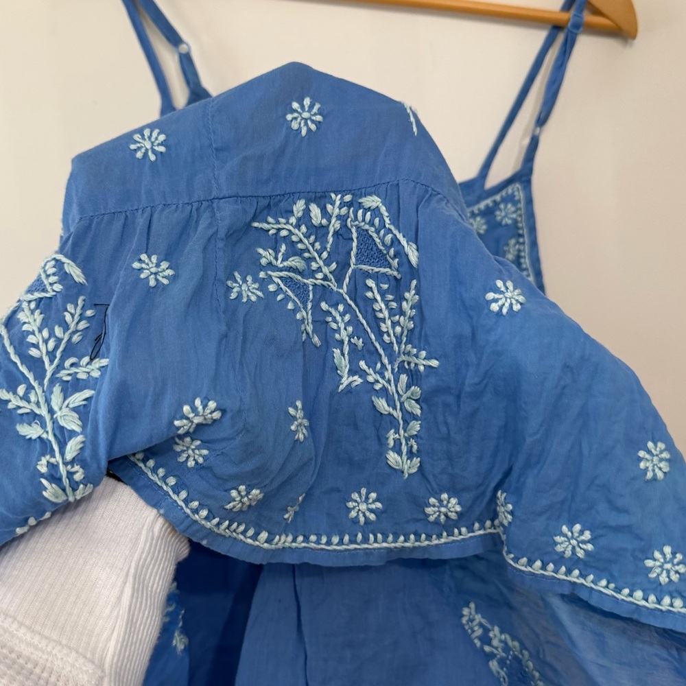 Roller Rabbit Embroidered Tank Dress Blue Sleeveless 100% Cotton Lined Womens S - Picture 5 of 9